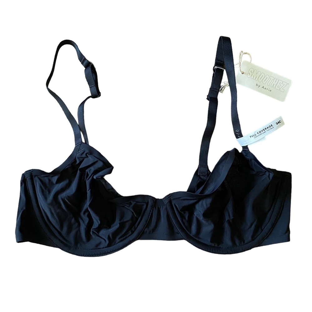 NWT Aerie Smoothez Full Coverage Unlined Bra Black 34C